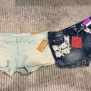 Mossimo Supply Co. Women's Jean Shorts - Mint Green and Dark Denim